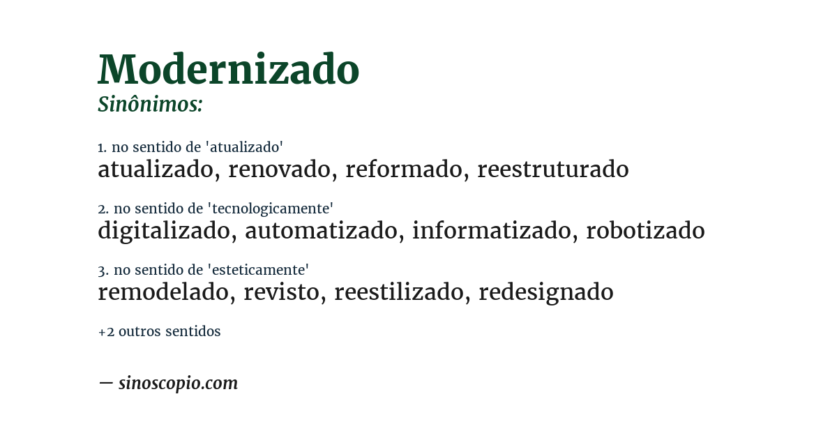 Sinônimo de modernizado