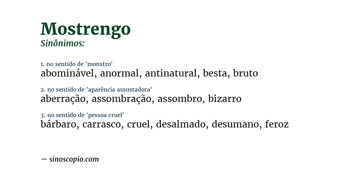 Sinônimo de mostrengo