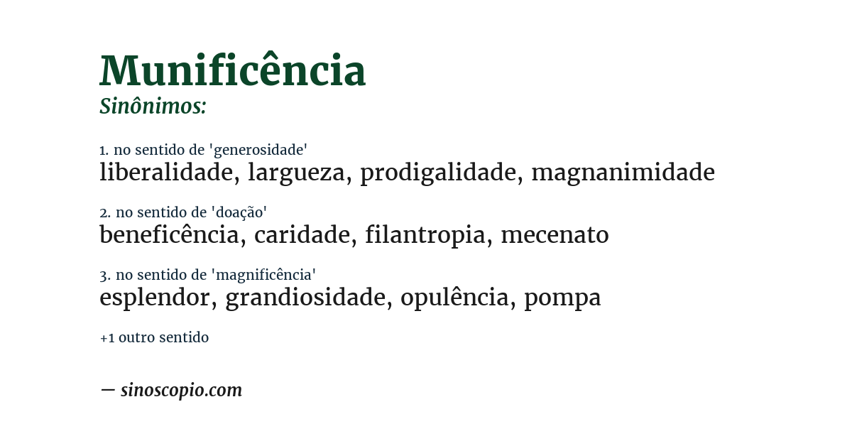 Sinônimo de munificência