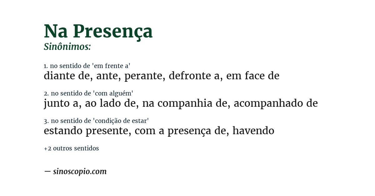 Sinônimo de na presença