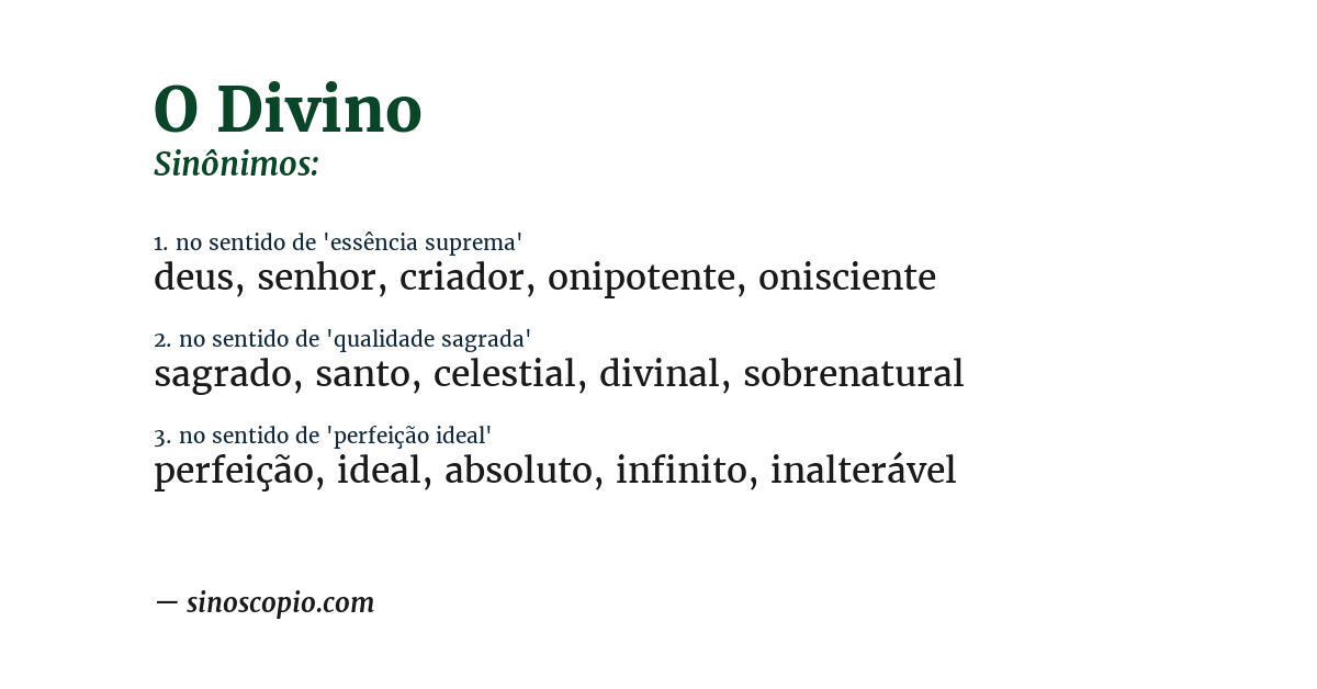 Sinônimo de o divino