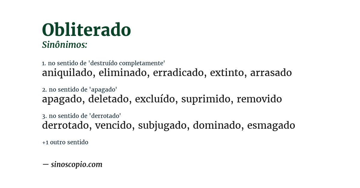 Sinônimo de obliterado