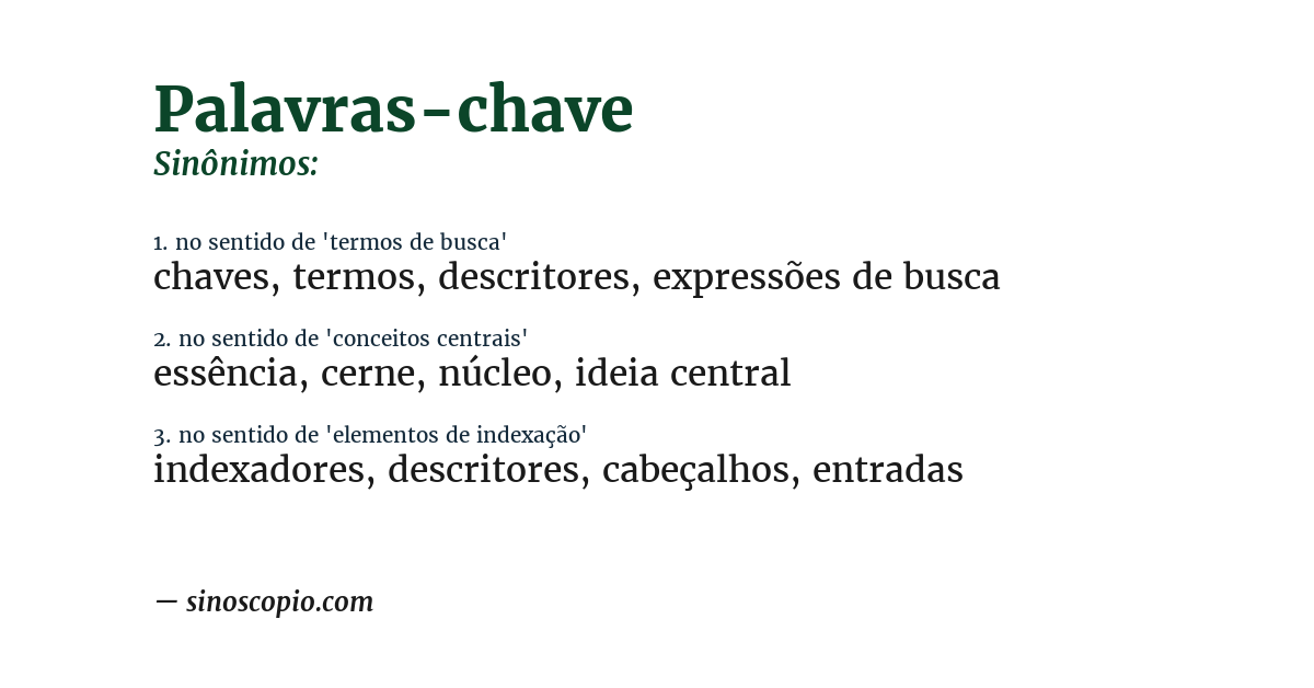 Sinônimo de palavras-chave