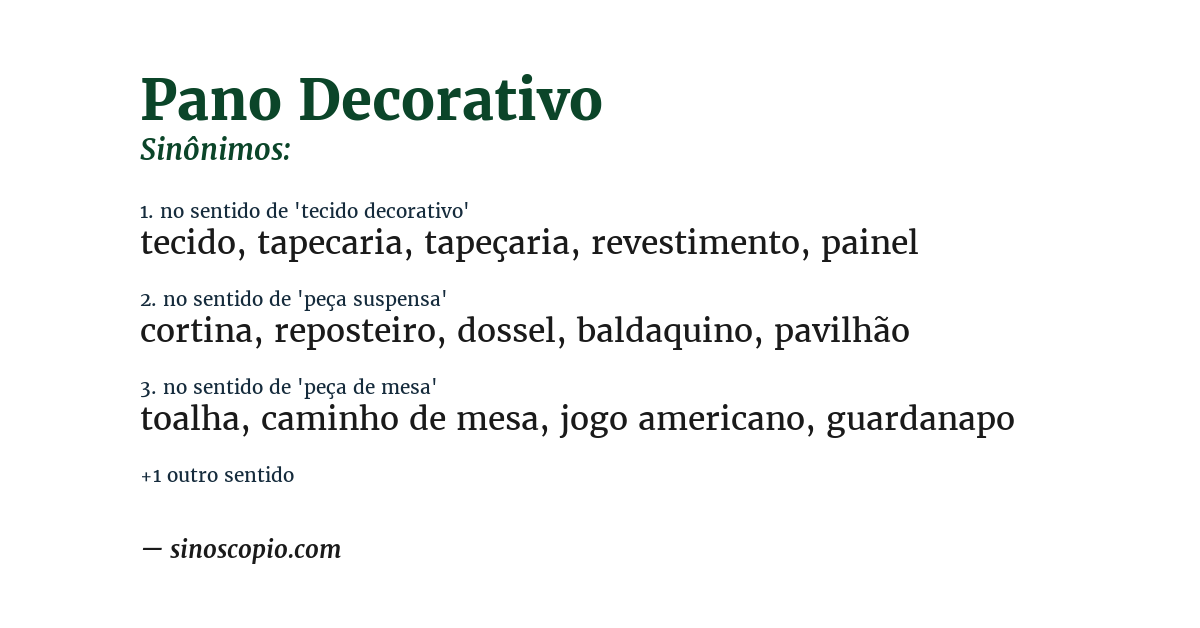 Sinônimo de pano decorativo