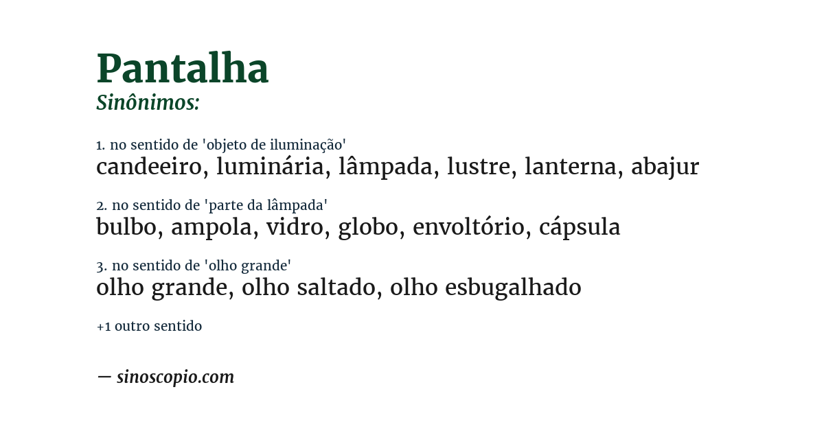 Sinônimo de pantalha