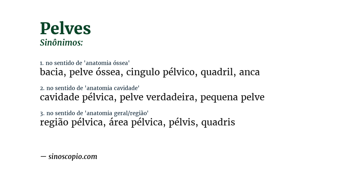 Sinônimo de pelves