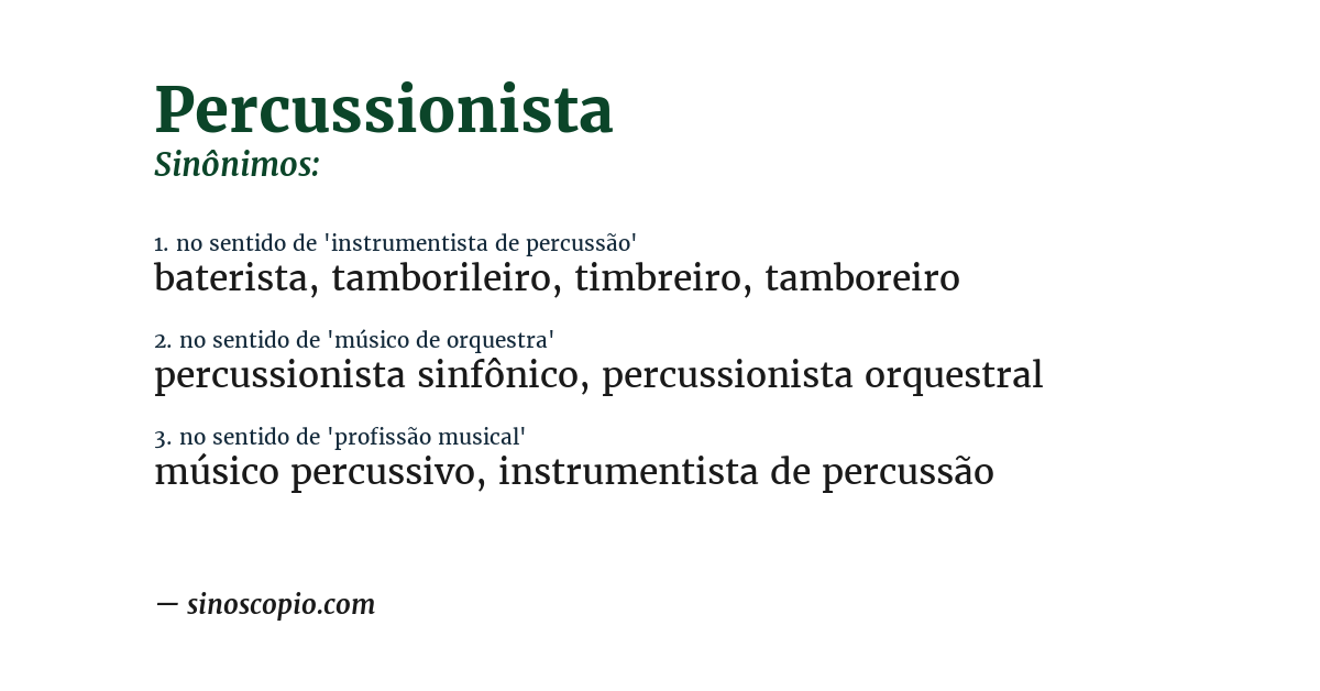 Sinônimo de percussionista