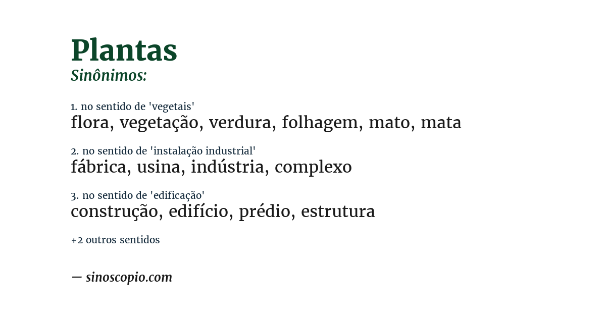 Sinônimo de plantas