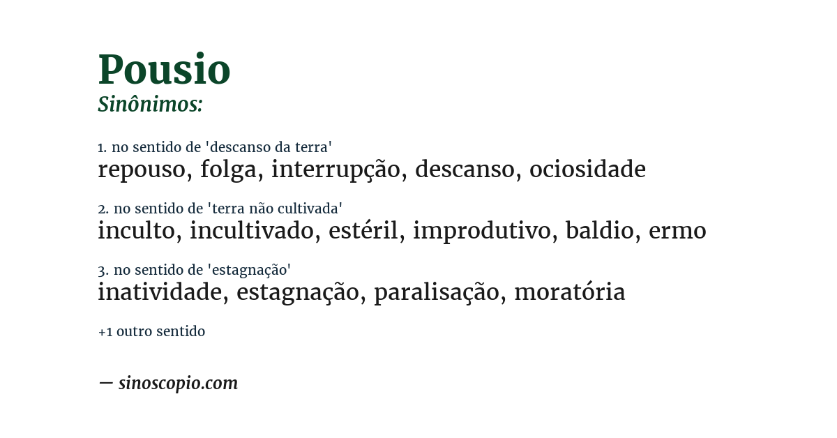 Sinônimo de pousio