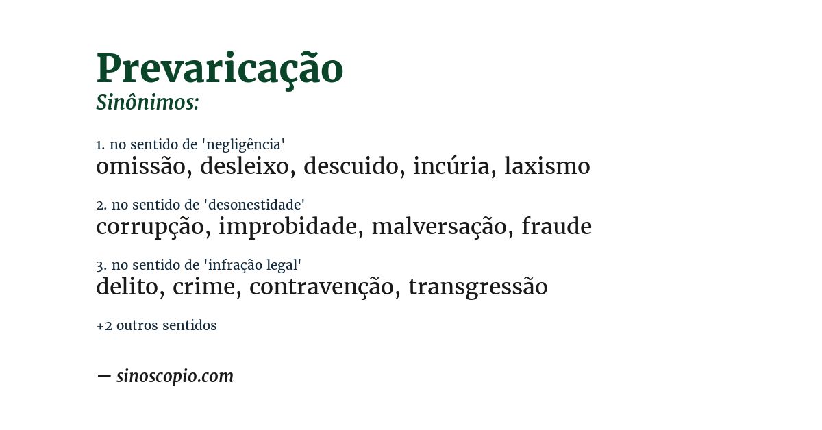 Sinônimo de prevaricação