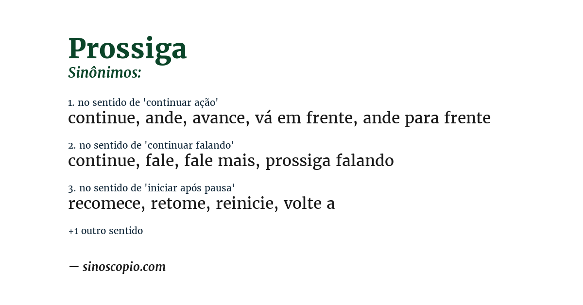 Sinônimo de prossiga