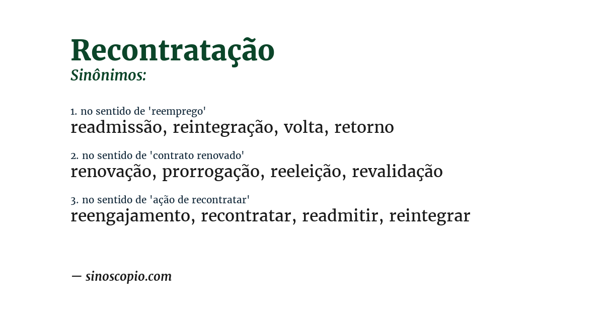 Sinônimo de recontratação