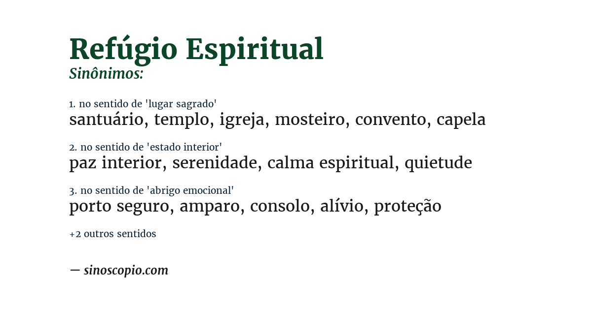 Sinônimo de refúgio espiritual