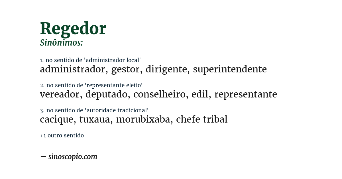Sinônimo de regedor