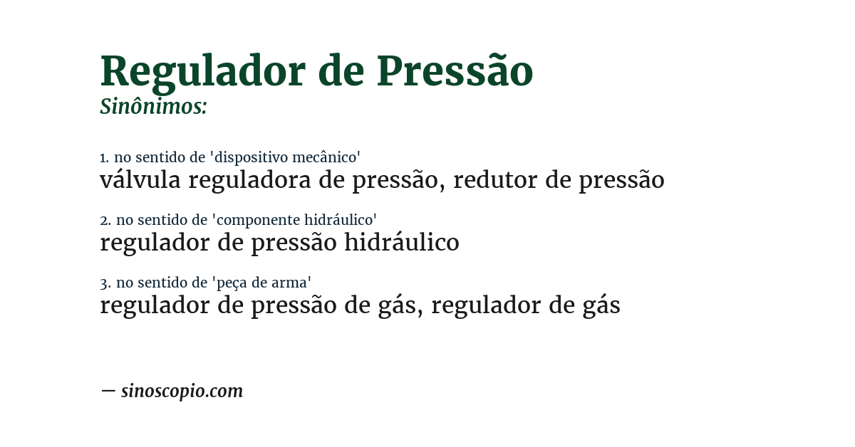 Sinônimo de regulador de pressão