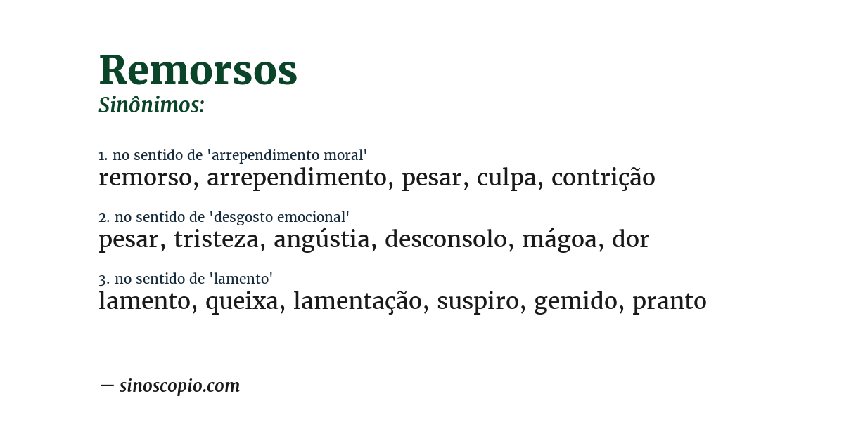 Sinônimo de remorsos
