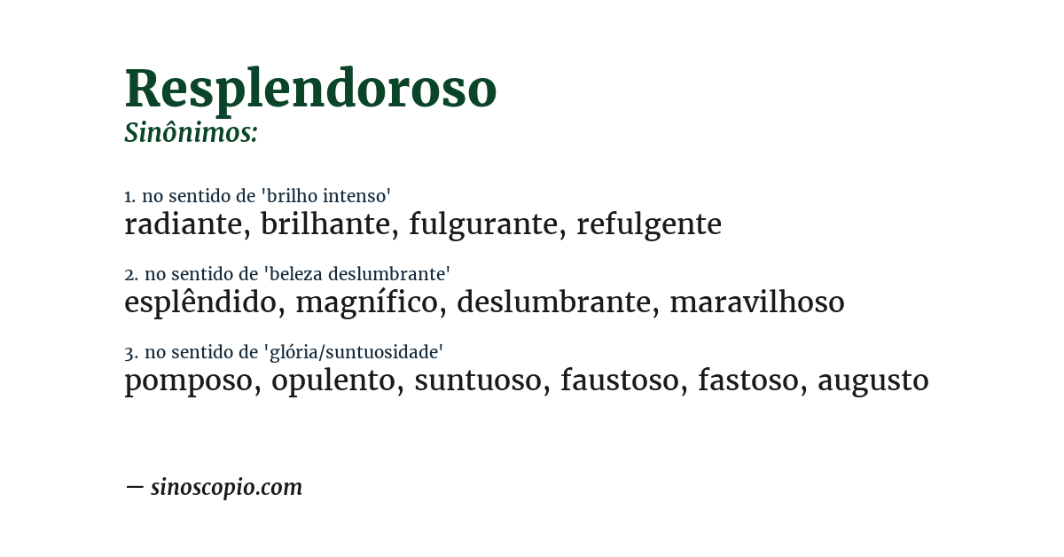Sinônimo de resplendoroso