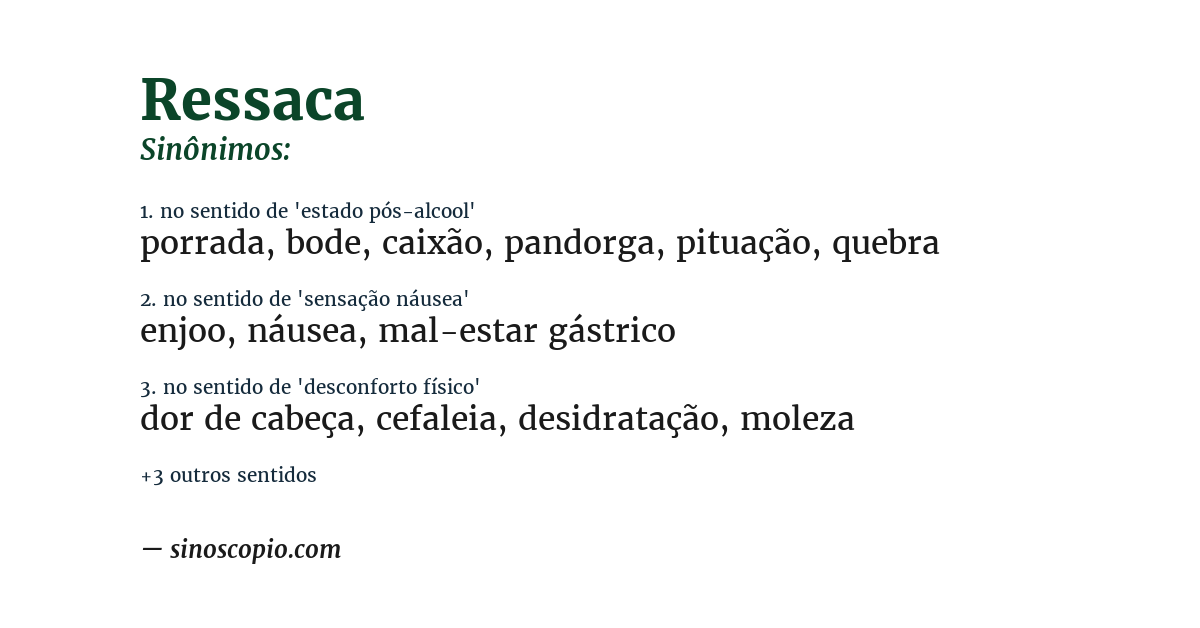 Sinônimo de ressaca