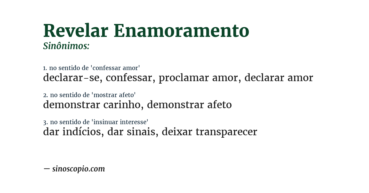 Sinônimo de revelar enamoramento