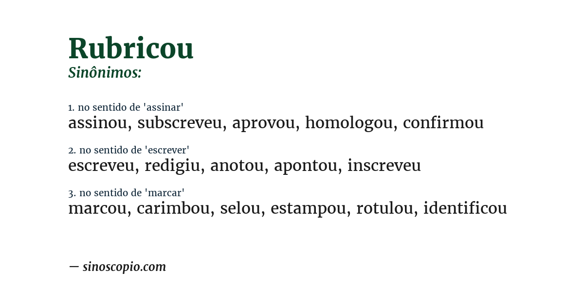Sinônimo de rubricou