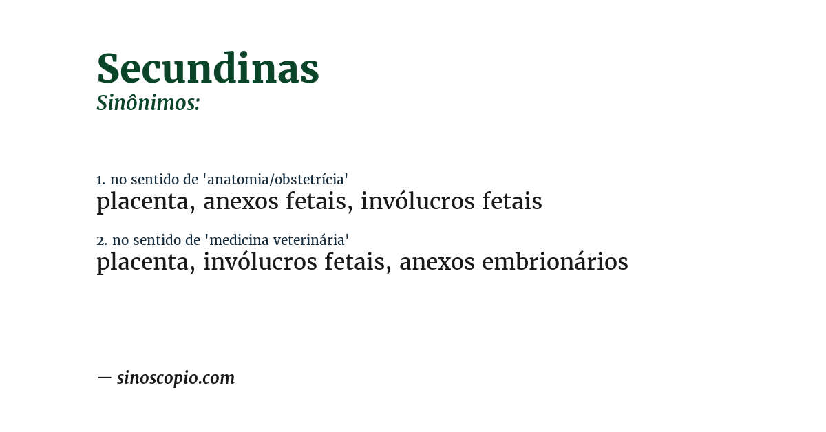 Sinônimo de secundinas