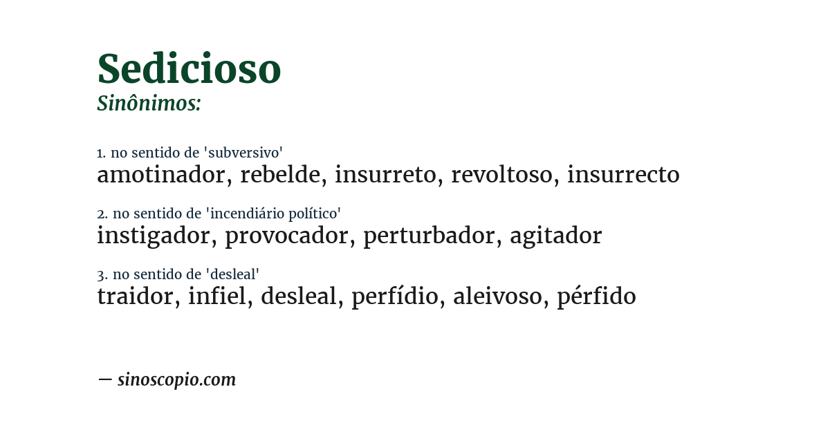 Sinônimo de sedicioso