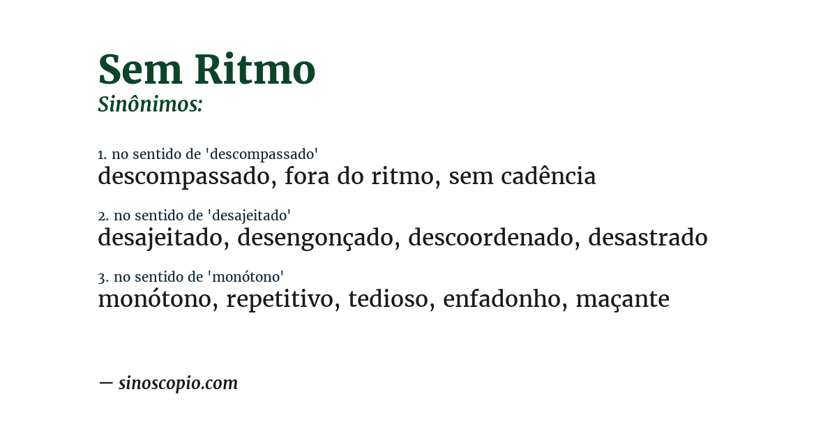 Sinônimo de sem ritmo