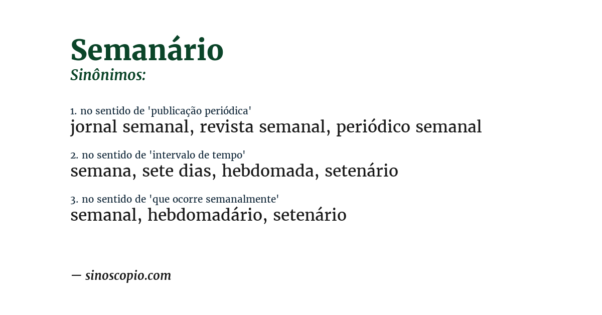 Sinônimo de semanário