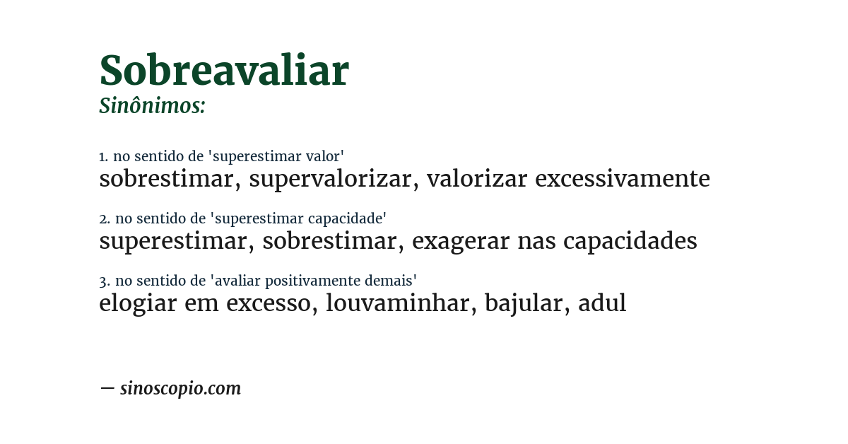 Sinônimo de sobreavaliar