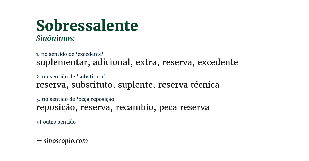 Sinônimo de sobressalente