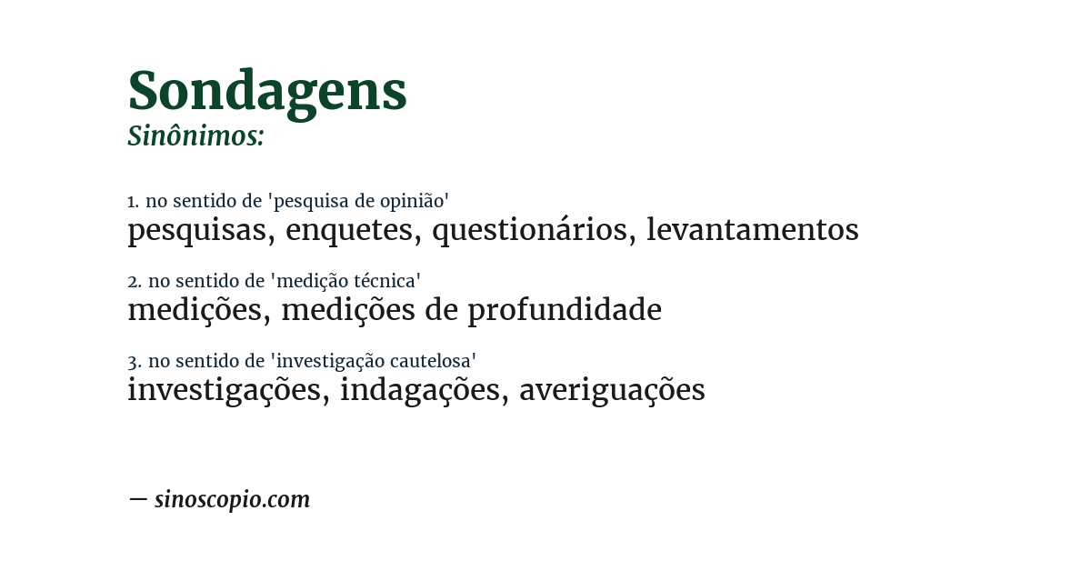 Sinônimo de sondagens