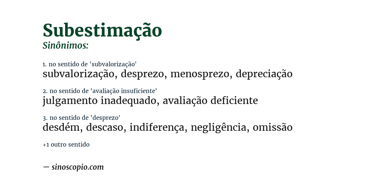 Sinônimo de subestimação