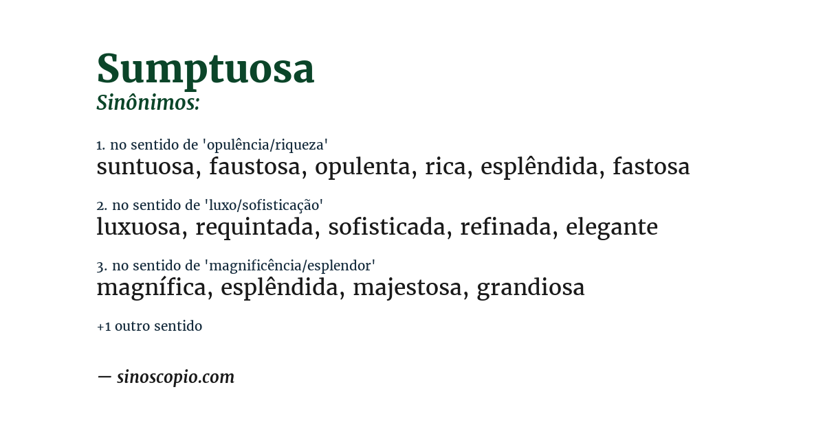 Sinônimo de sumptuosa