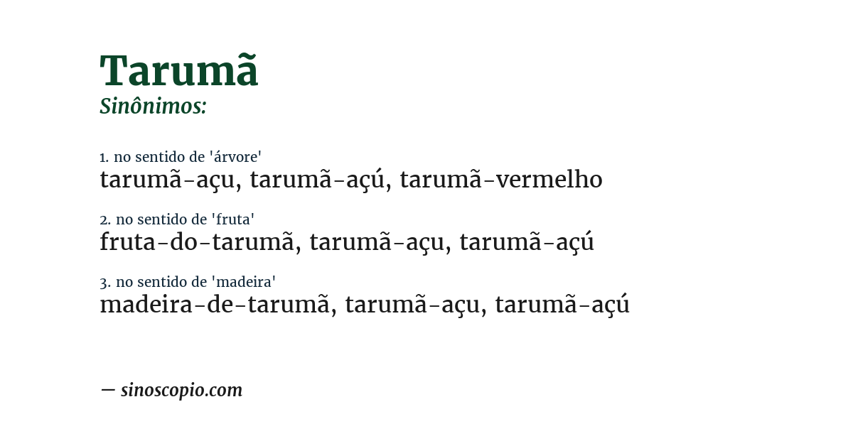 Sinônimo de tarumã