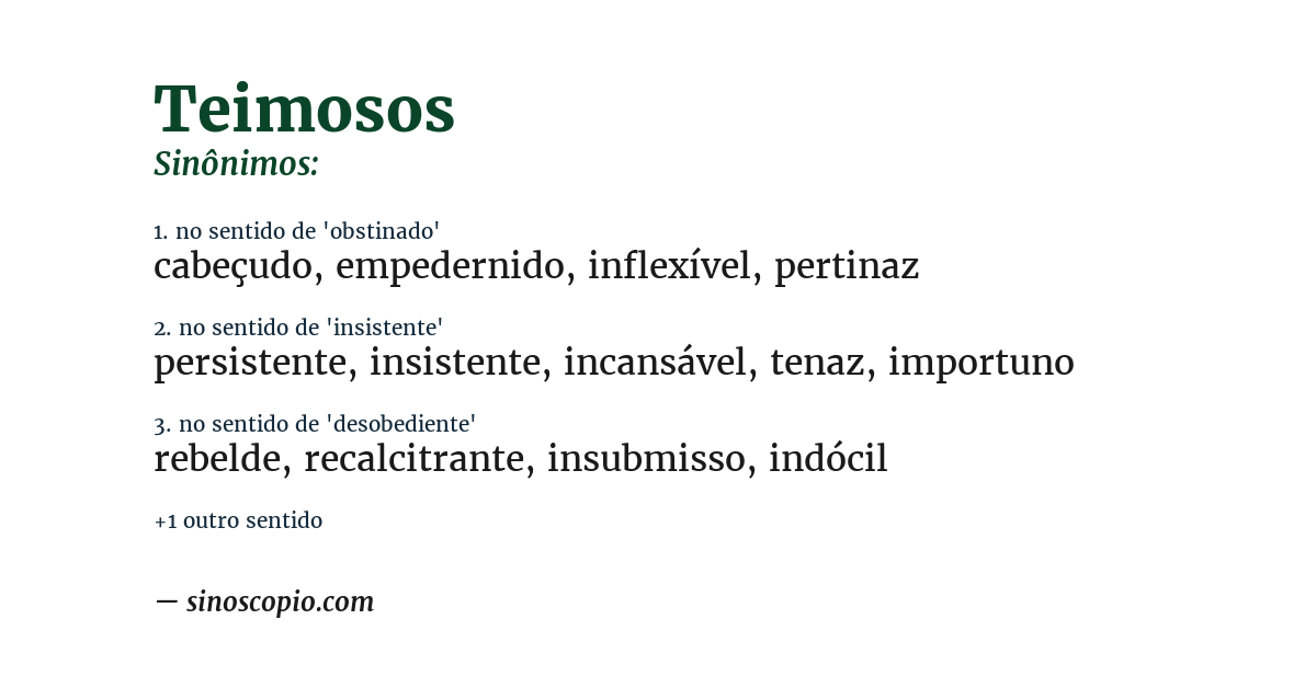 Sinônimo de teimosos