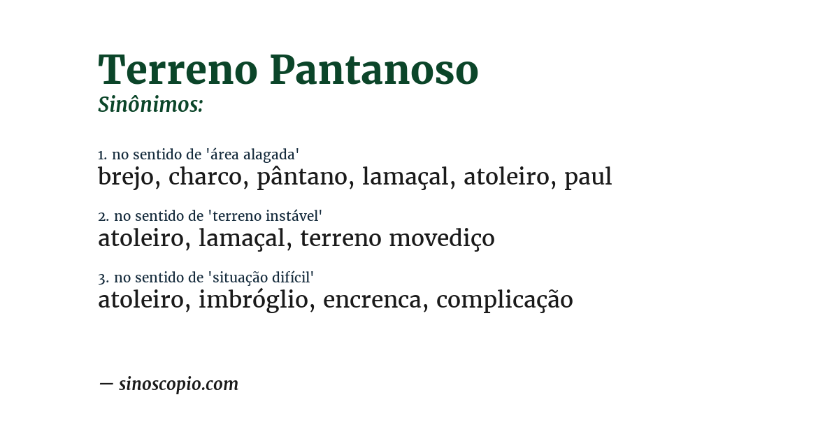 Sinônimo de terreno pantanoso