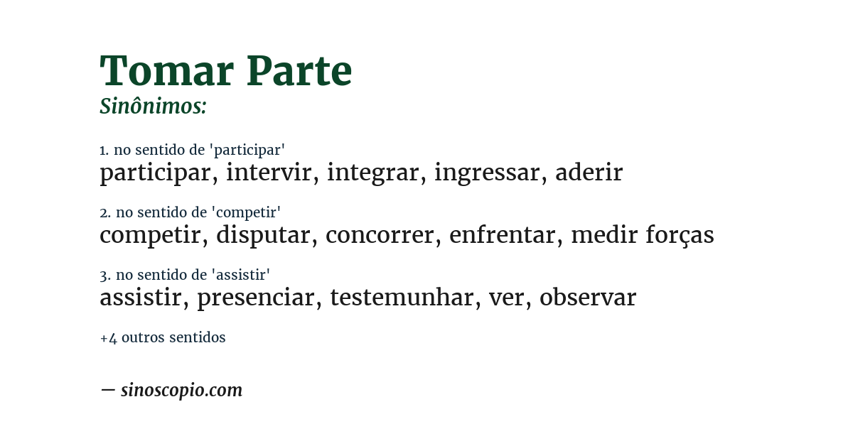 Sinônimo de tomar parte