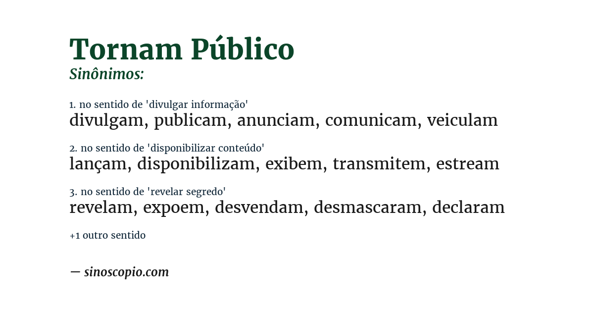 Sinônimo de tornam público