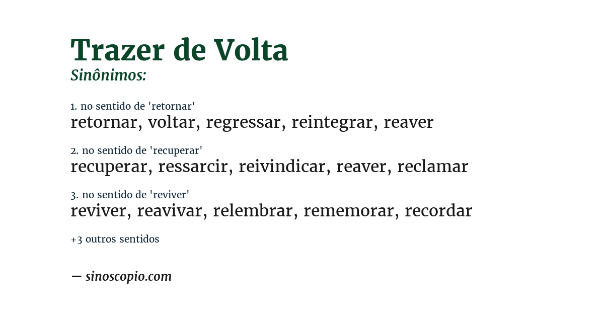 Sinônimo de trazer de volta