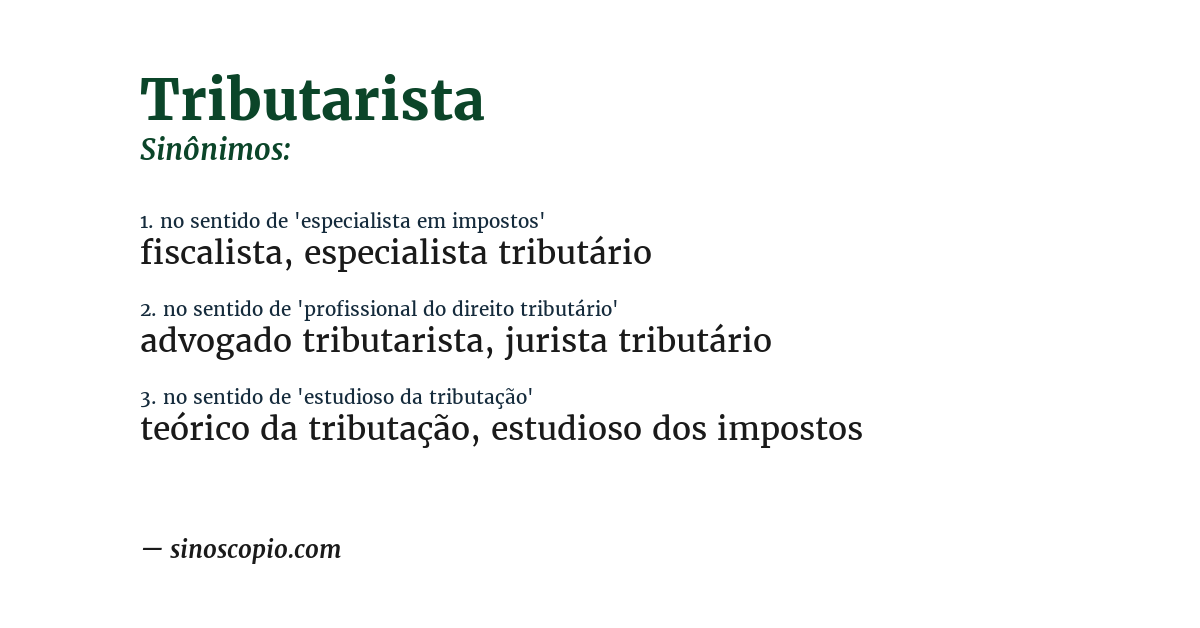 Sinônimo de tributarista