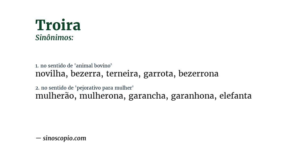 Sinônimo de troira