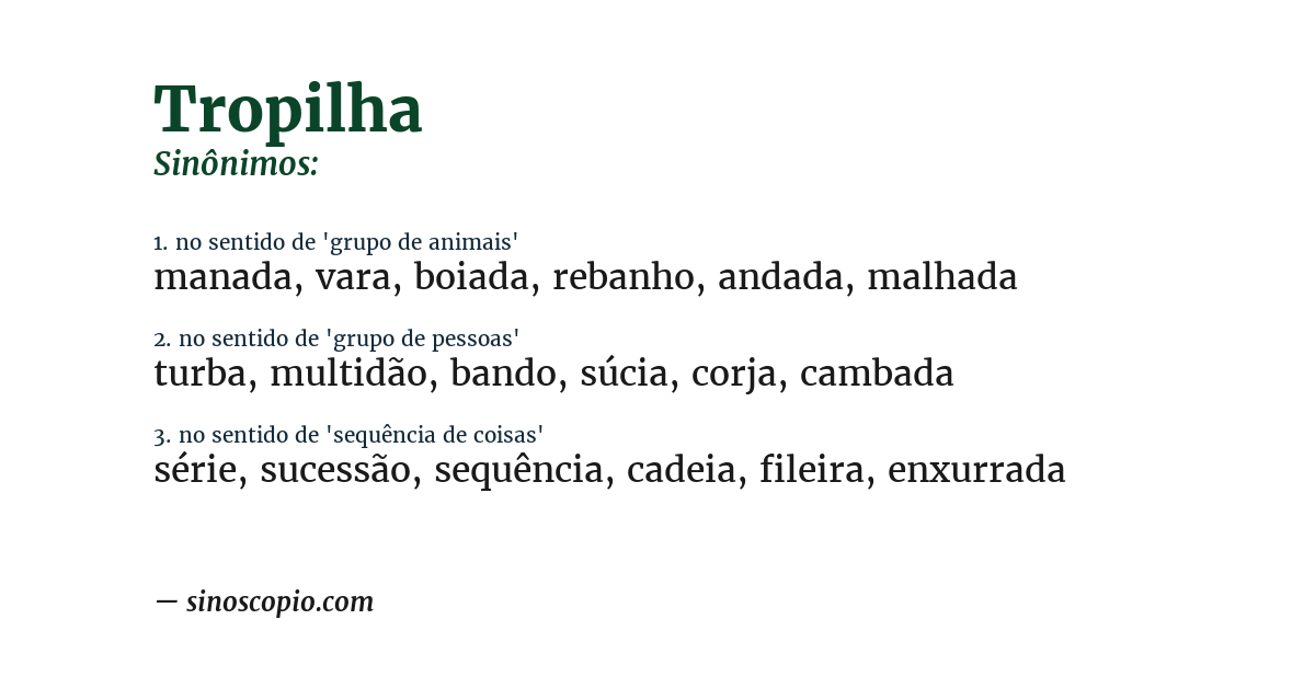 Sinônimo de tropilha