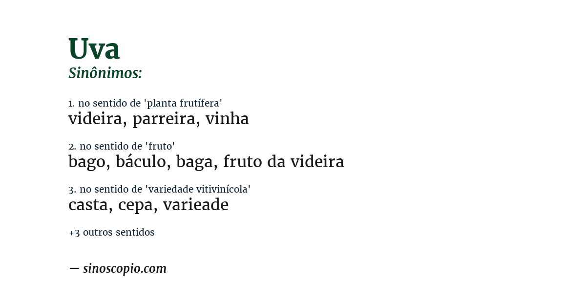 Sinônimo de uva