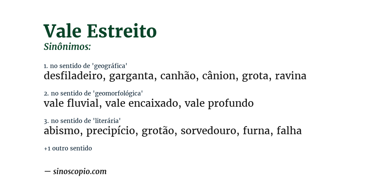 Sinônimo de vale estreito