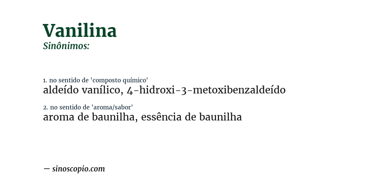 Sinônimo de vanilina
