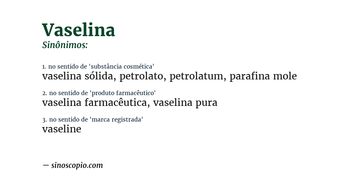 Sinônimo de vaselina