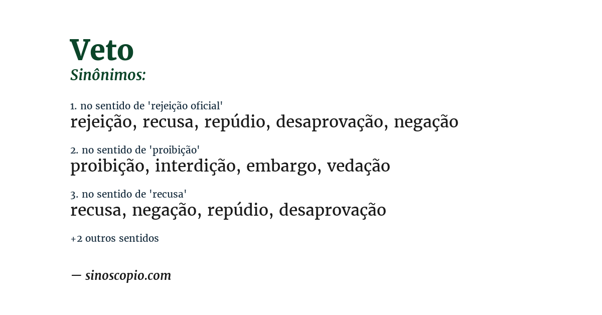 Sinônimo de veto