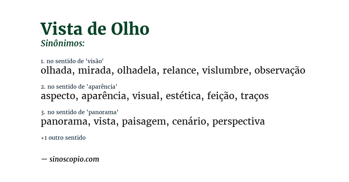 Sinônimo de vista de olho