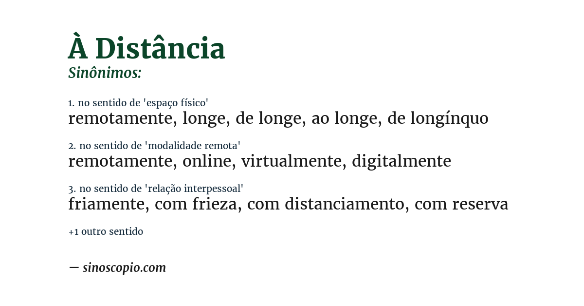 Sinônimo de à distância