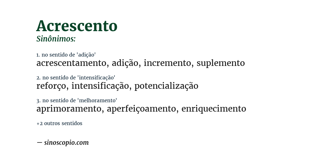Sinônimo de acrescento